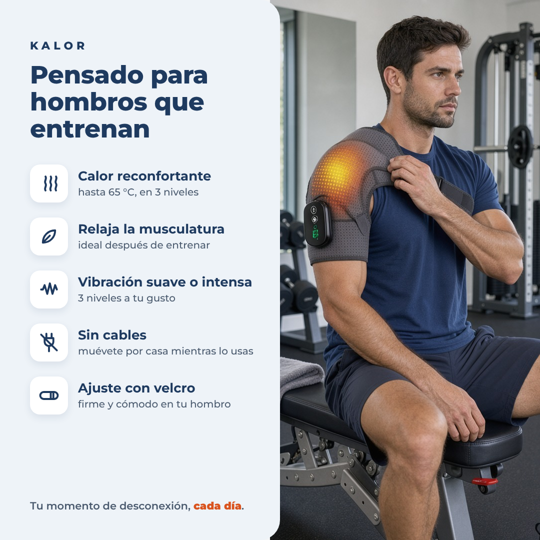 Ventajas del masajeador Kalor: 3 niveles de calor, 3 de vibración y sin cables